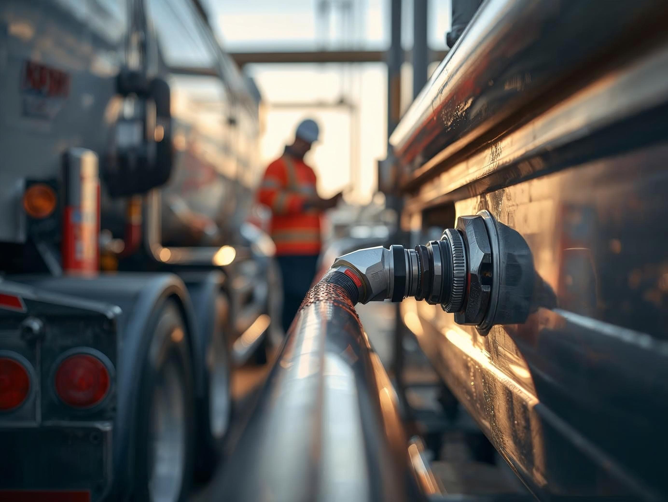 Operator connects a Secu-Tech overfill prevention coupler at a terminal loading rack